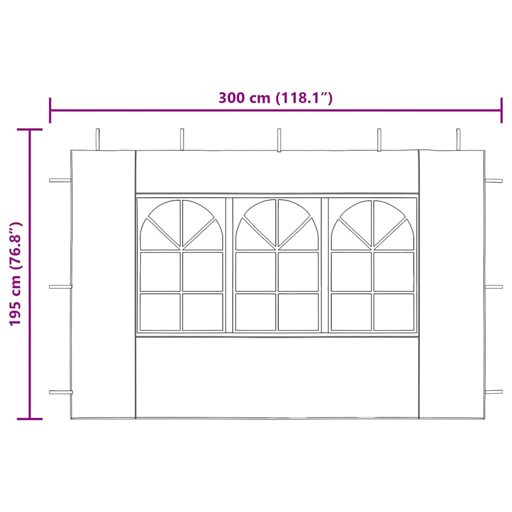 Pared lateral de carpa de fiesta con ventana 2 uds PE antracita