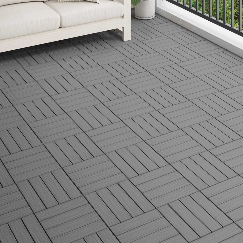 Tile de Decking Diseño 3D 11 pcs Gris 30 x 30 cm WPC