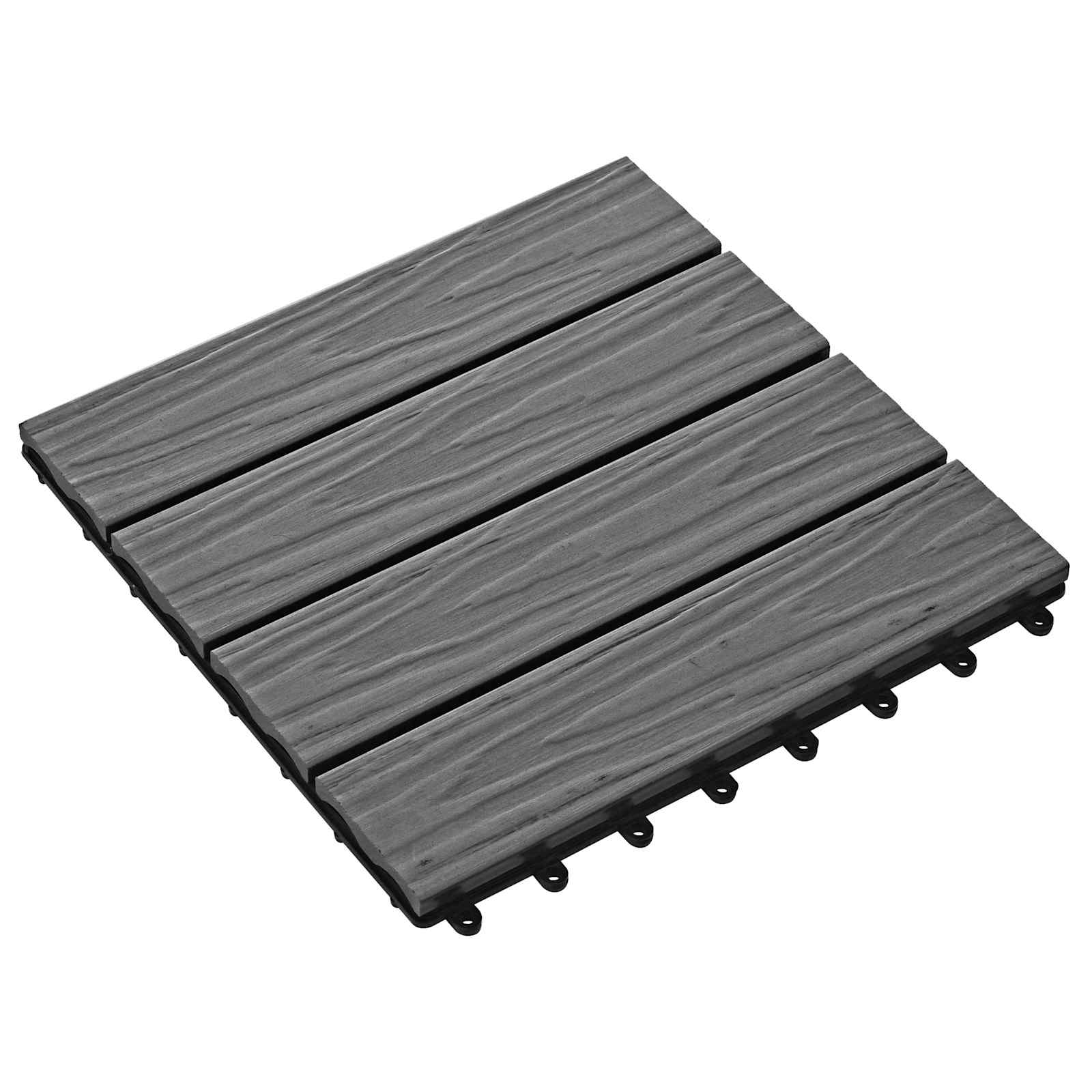 Tile de Decking Diseño 3D 11 pcs Gris 30 x 30 cm WPC