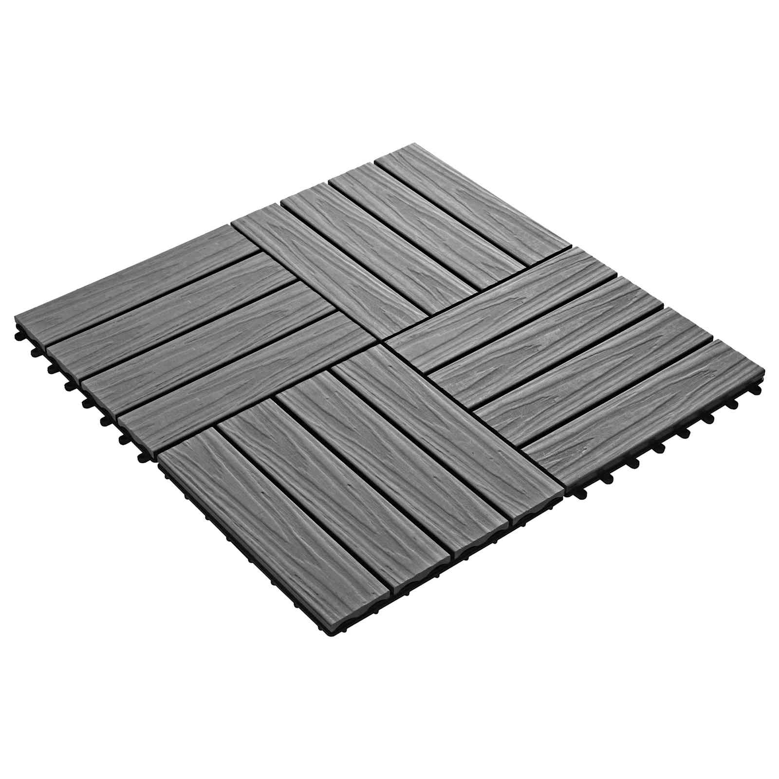Tile de Decking Diseño 3D 11 pcs Gris 30 x 30 cm WPC