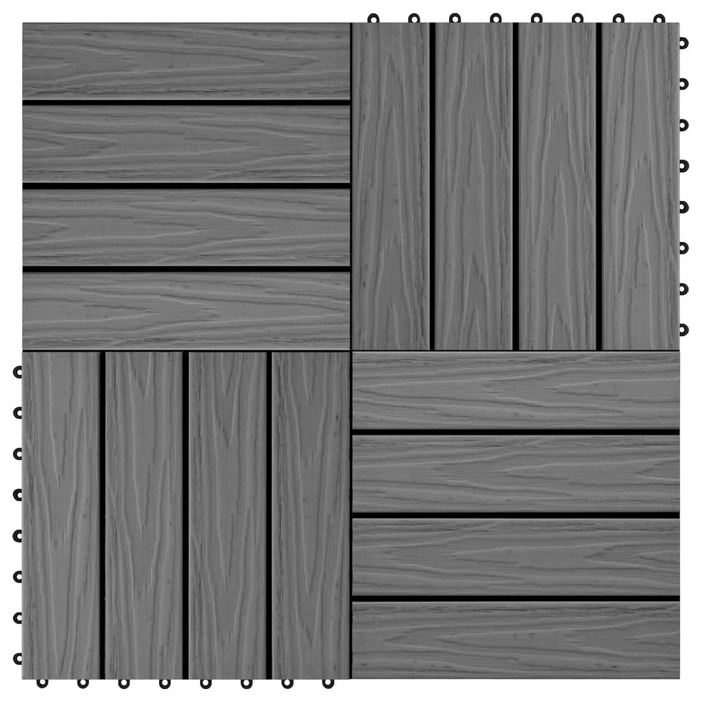 Tile de Decking Diseño 3D 11 pcs Gris 30 x 30 cm WPC