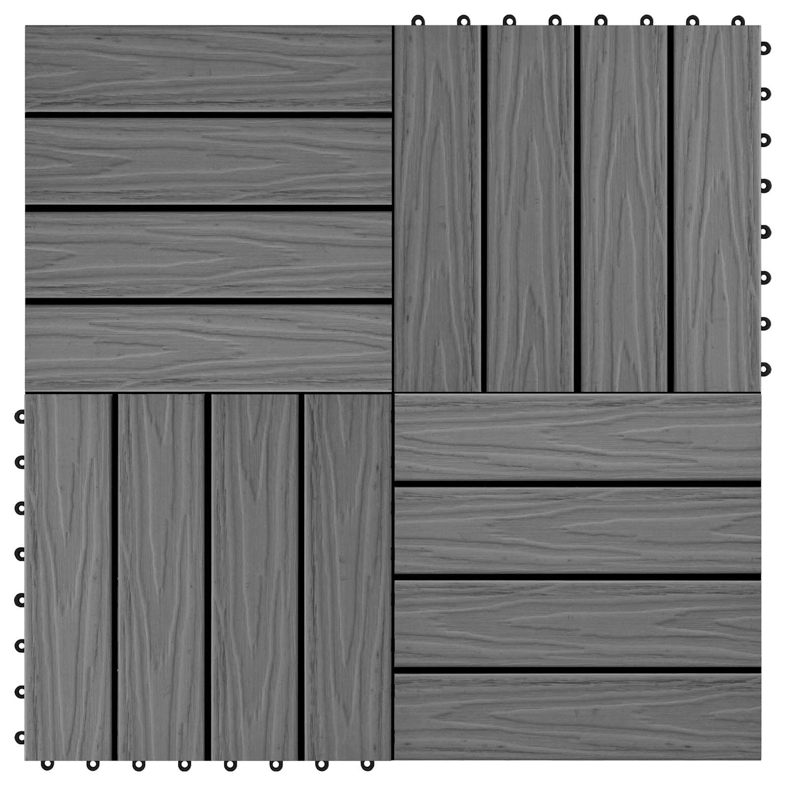 Tile de Decking Diseño 3D 11 pcs Gris 30 x 30 cm WPC