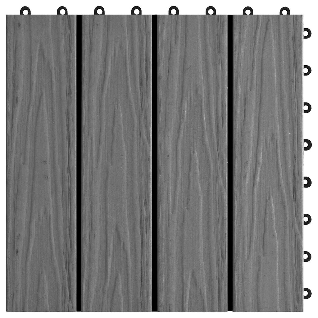 Tile de Decking Diseño 3D 11 pcs Gris 30 x 30 cm WPC