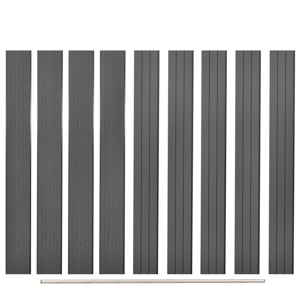 Tableros de valla de repuesto 9 uds WPC gris 170 cm