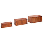 Baúl de almacenamiento 3 piezas de madera maciza de acacia