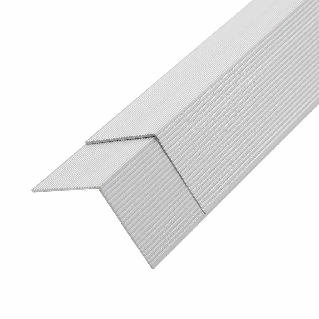 Moldura de ángulo de porche aluminio 5 unidades 170 cm plateado