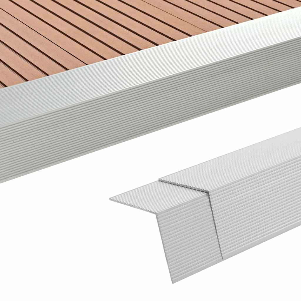 Moldura de ángulo de porche aluminio 5 unidades 170 cm plateado