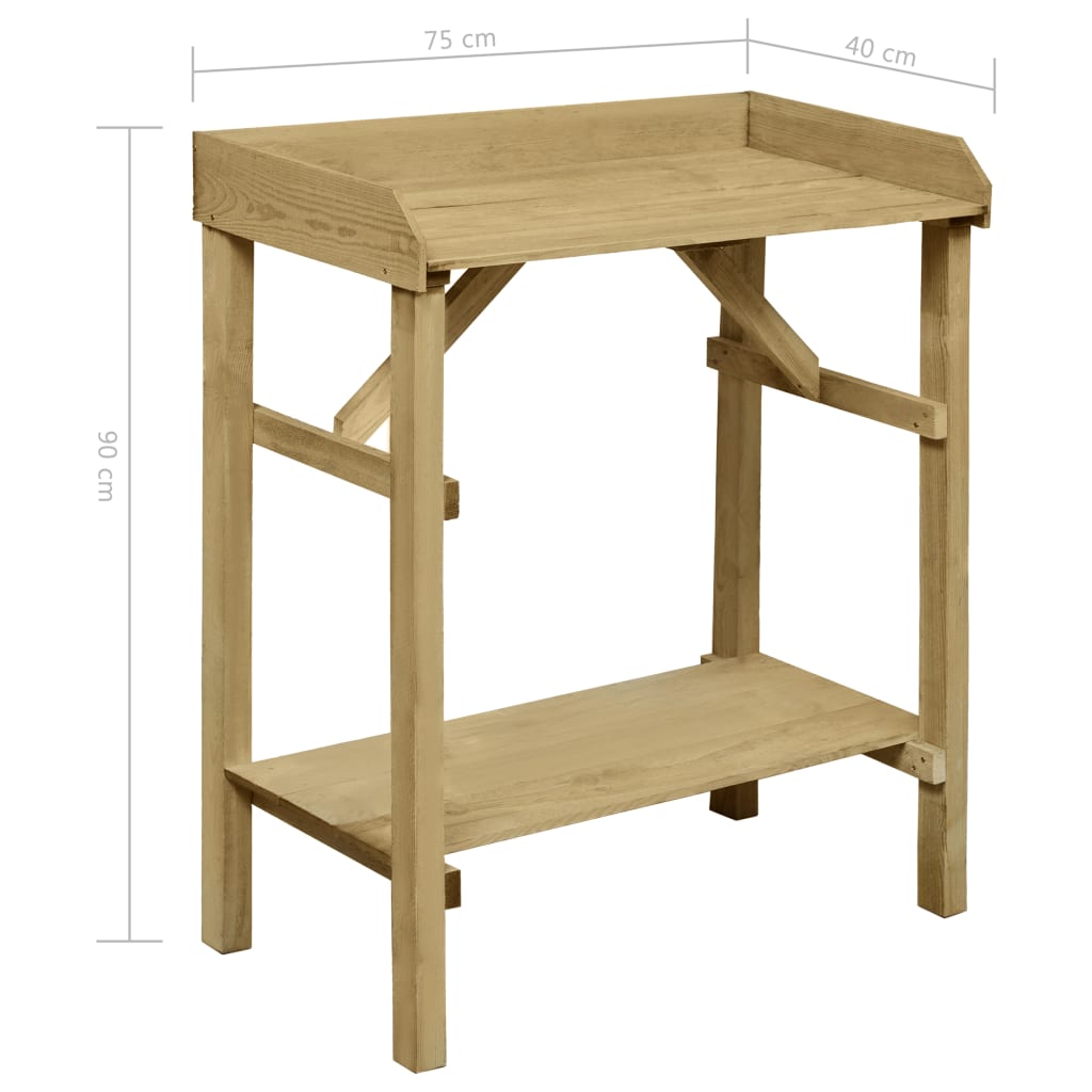 Mesa de jardinera madera de pino impregnada 75x40x90 cm