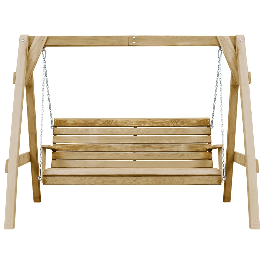 Banco columpio de jardín madera pino impregnada 205x150x157 cm