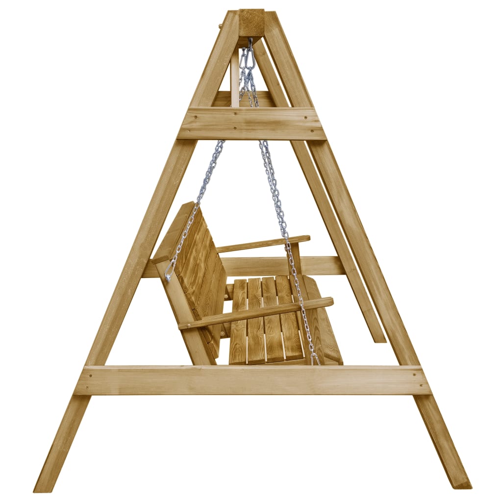 Banco columpio de jardín madera pino impregnada 205x150x157 cm
