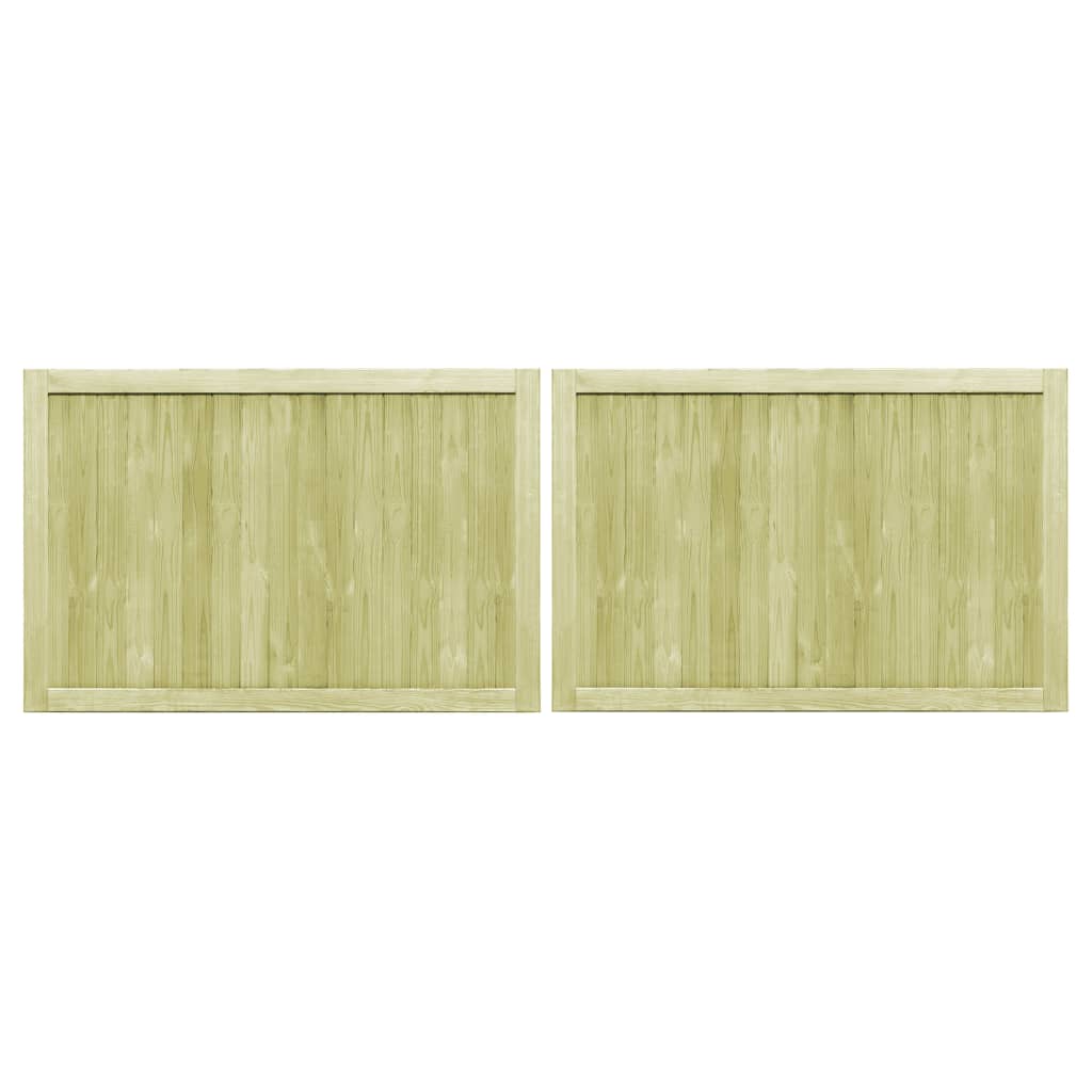 Puertas de valla madera 2 uds de pino impregnada 300x100 cm