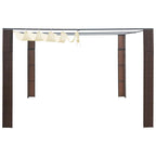 Cenador con techo ratán sintético 300x300x220 cm marrón y crema
