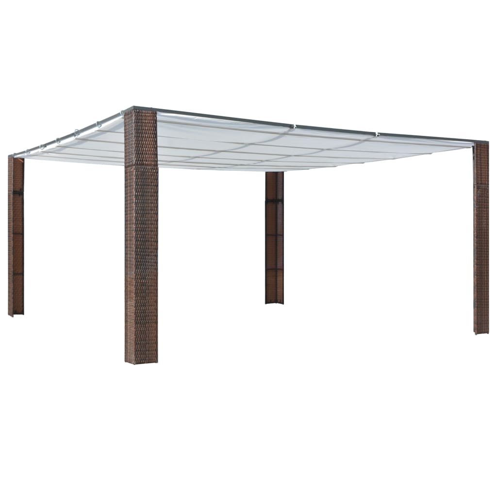 Cenador com teto em vime sintético 300x300x220 cm castanho e creme