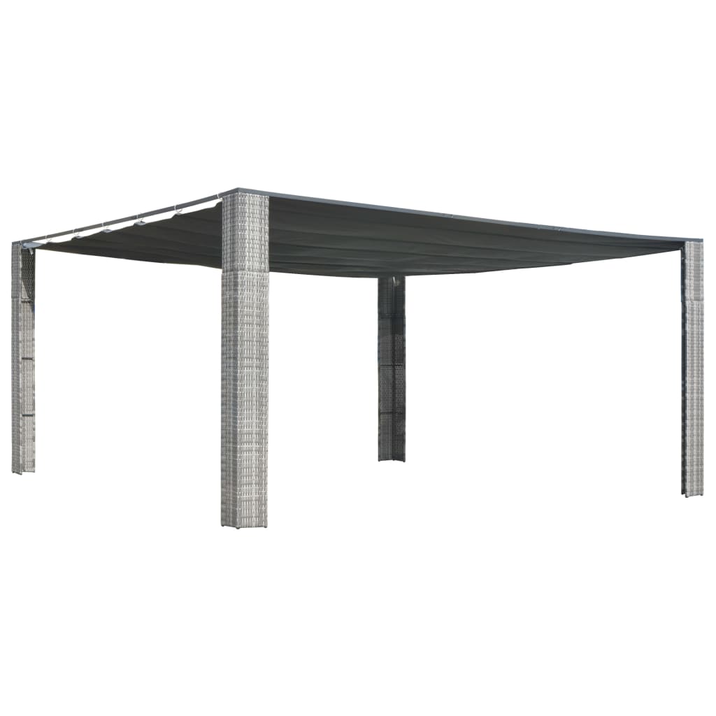 Cenador com teto em vime sintético 300x300x220 cm castanho e creme