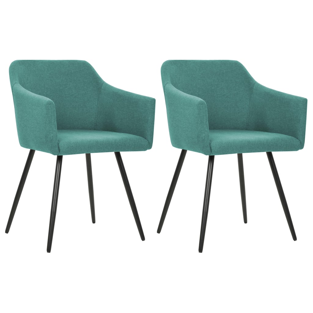 Cadeiras de sala de jantar 2 unidades tecido verde