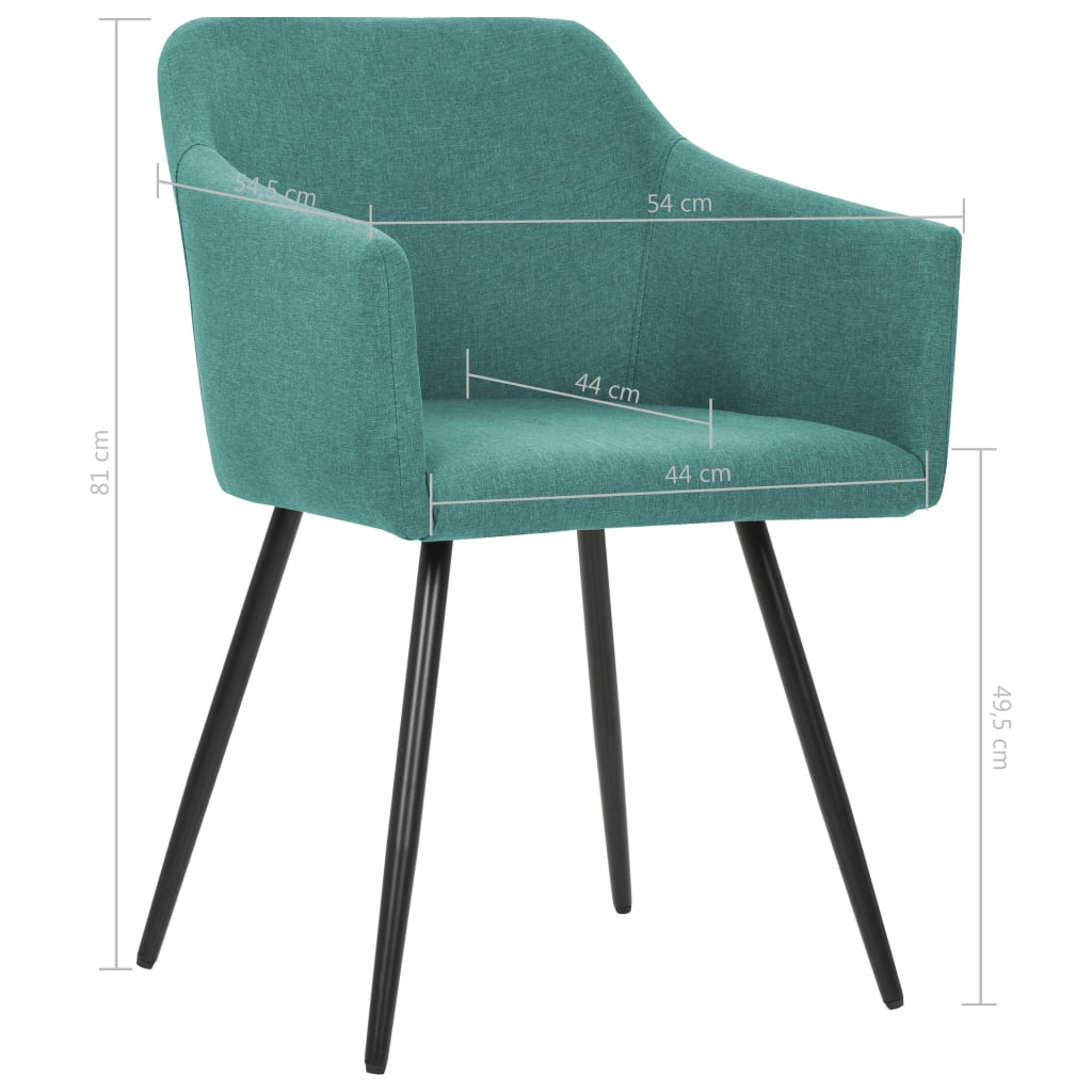 Sillas de comedor 2 unidades tela verde