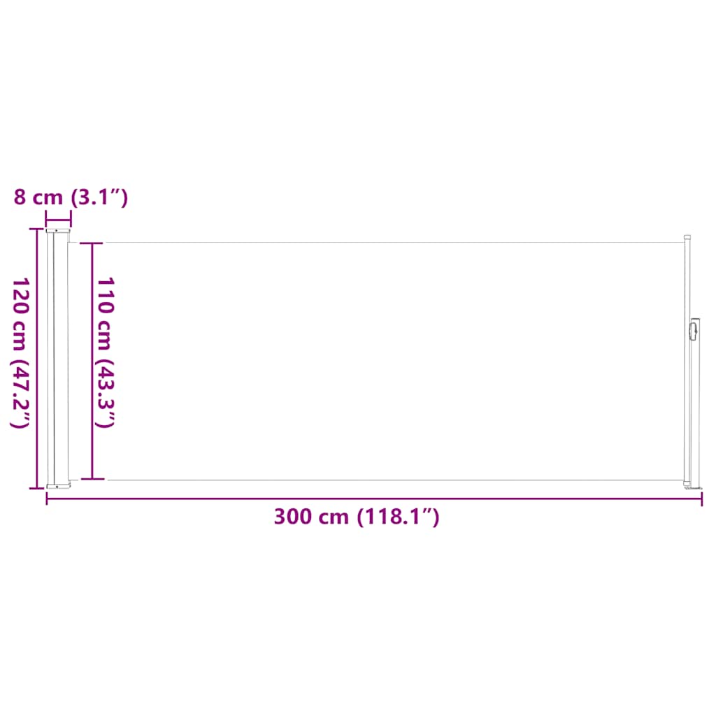 Toldo lateral retráctil 120x300 cm azul