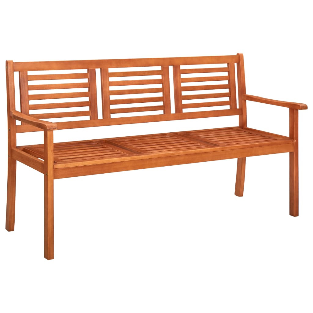 Banco de jardín 2 plazas madera maciza eucalipto gris 120 cm
