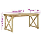 Mesa de jardín de madera 160x79x75 cm