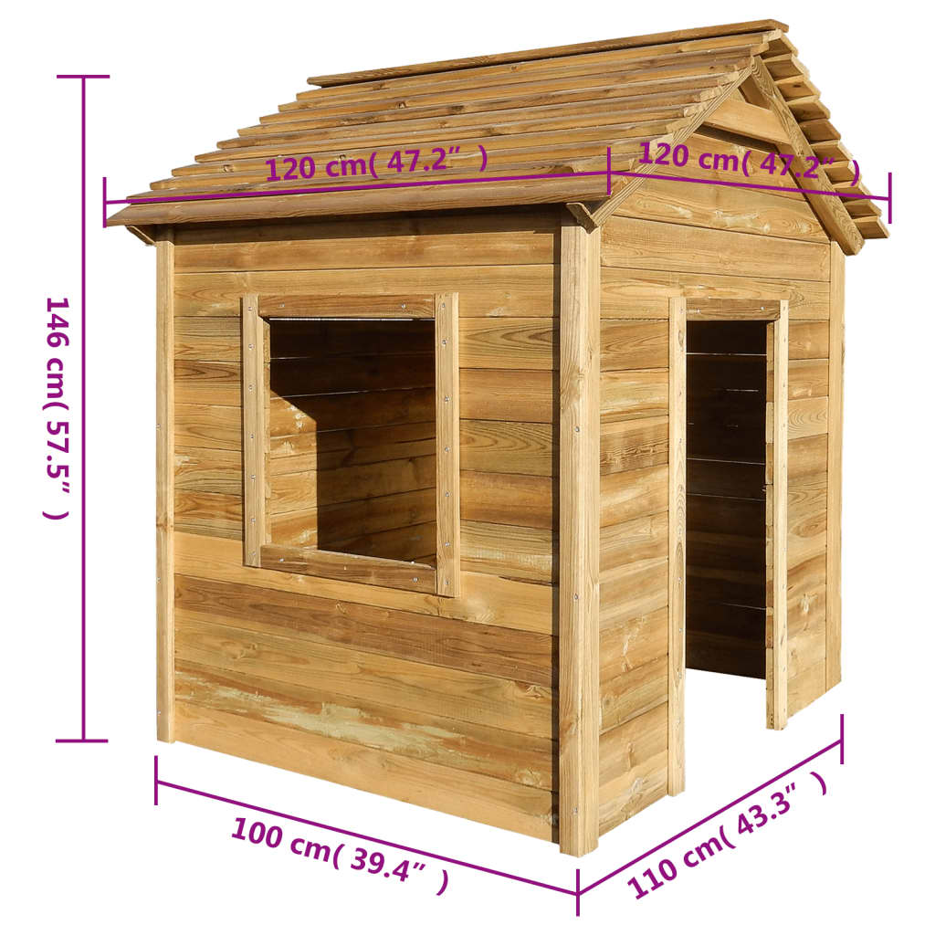 Casa de juegos de jardín madera de pino 120x120x146 cm