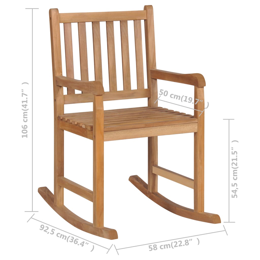 Silla mecedora de madera maciza de teca