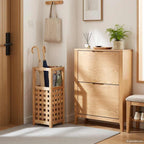 Paragüero de madera maciza de nogal 18x18x50 cm