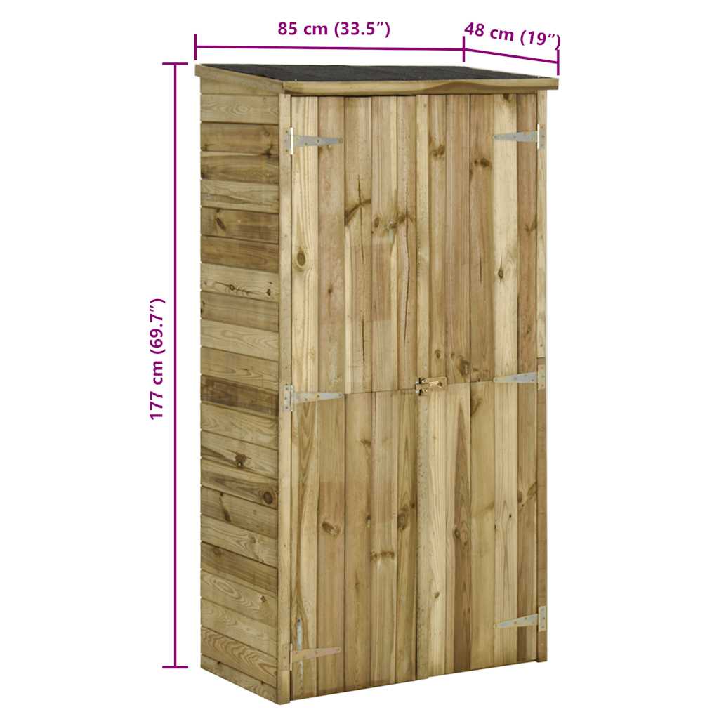 Caseta herramientas de jardín madera de pino 85x48x177 cm