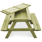 Mesa de pícnic y bancos niños madera pino impregnada 90x90x58cm
