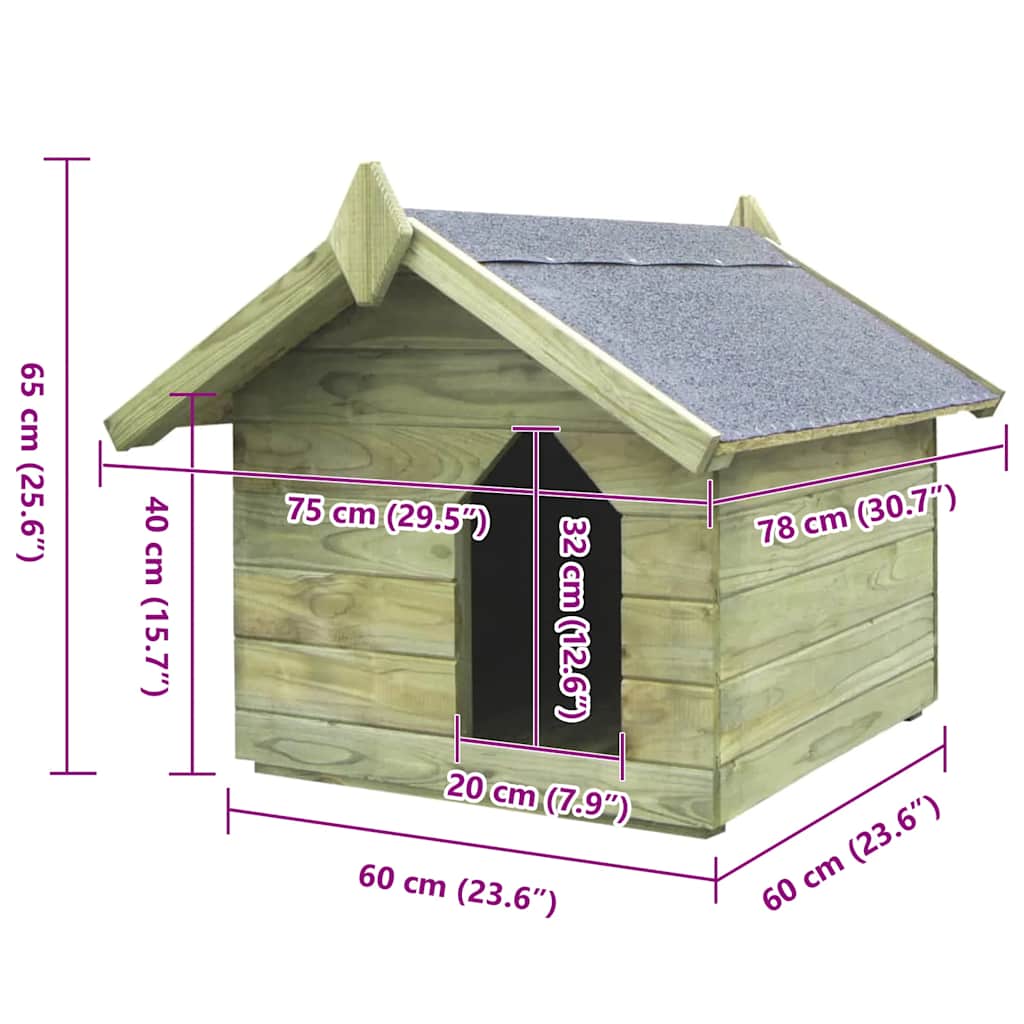 Casa de perro de jardín tejado abierto madera pino impregnada