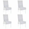 Sillas de comedor 4 uds ratán Kubu y madera mango blanco