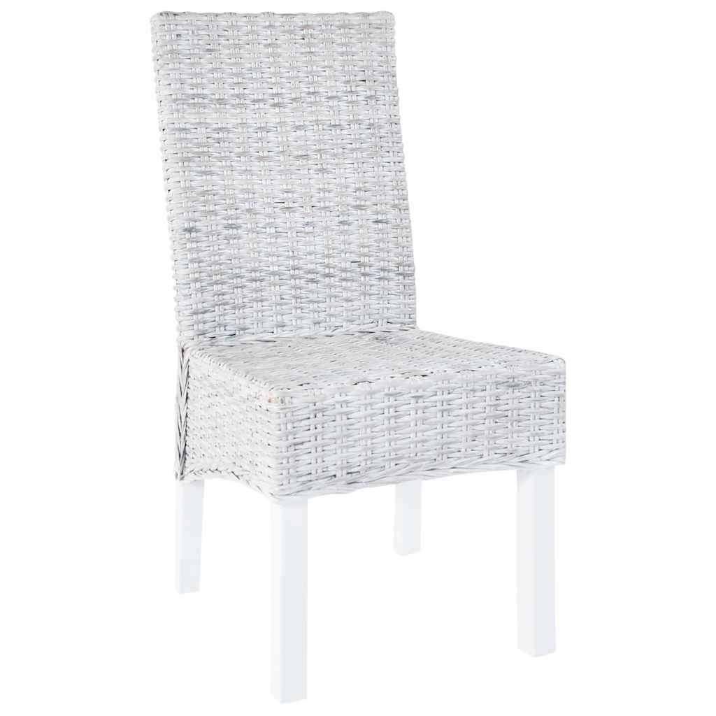 Sillas de comedor 4 uds ratán Kubu y madera mango blanco