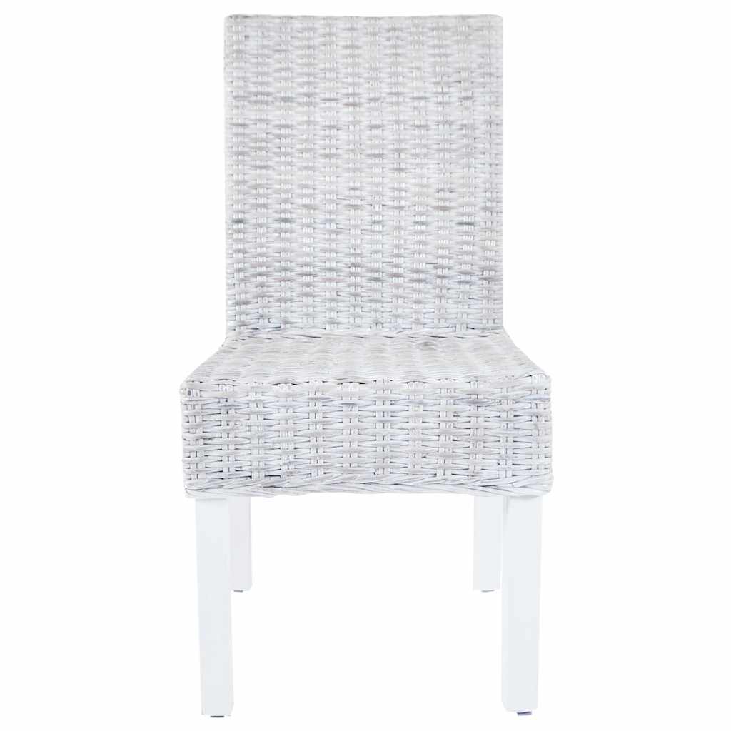 Sillas de comedor 4 uds ratán Kubu y madera mango blanco