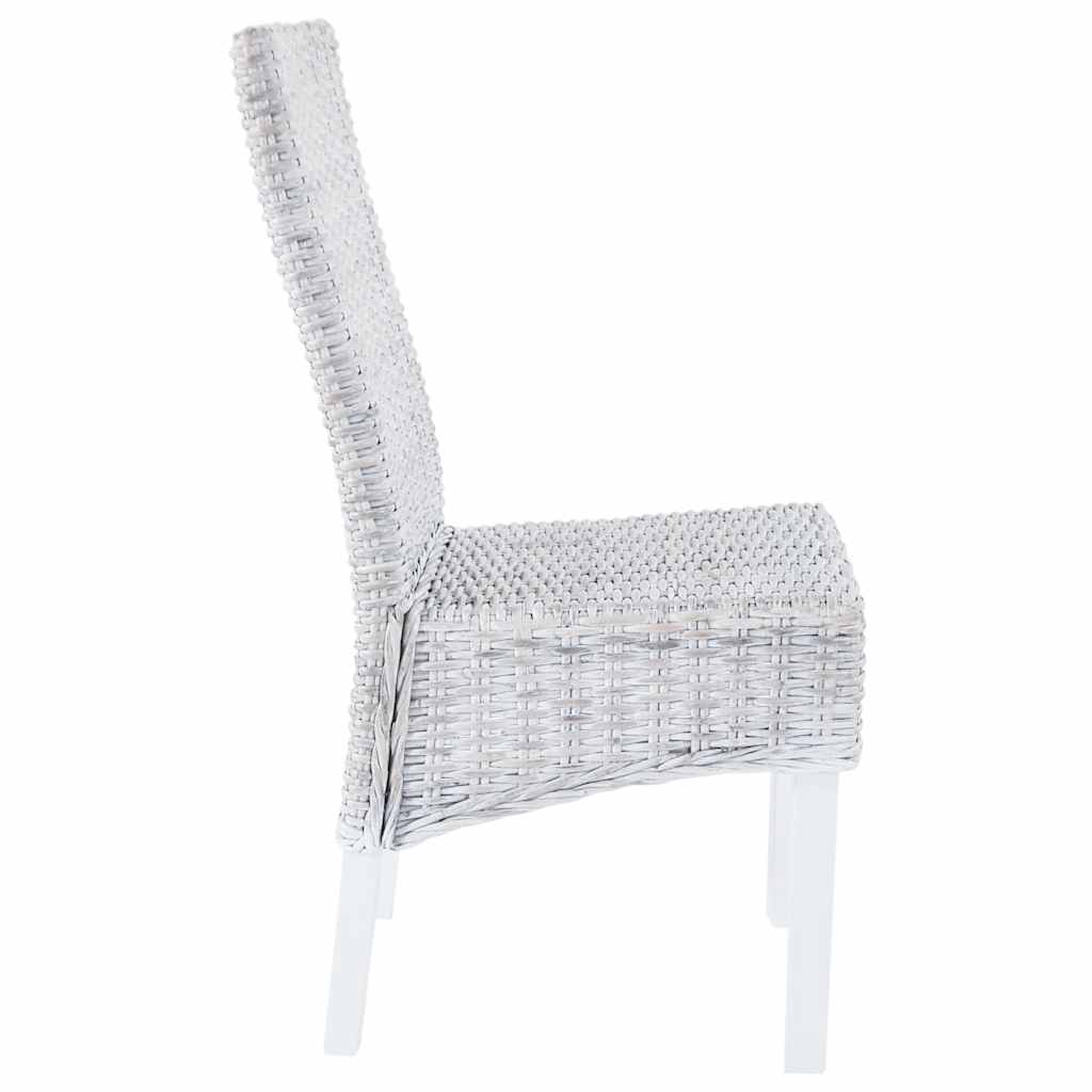 Sillas de comedor 4 uds ratán Kubu y madera mango blanco