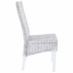 Sillas de comedor 4 uds ratán Kubu y madera mango blanco