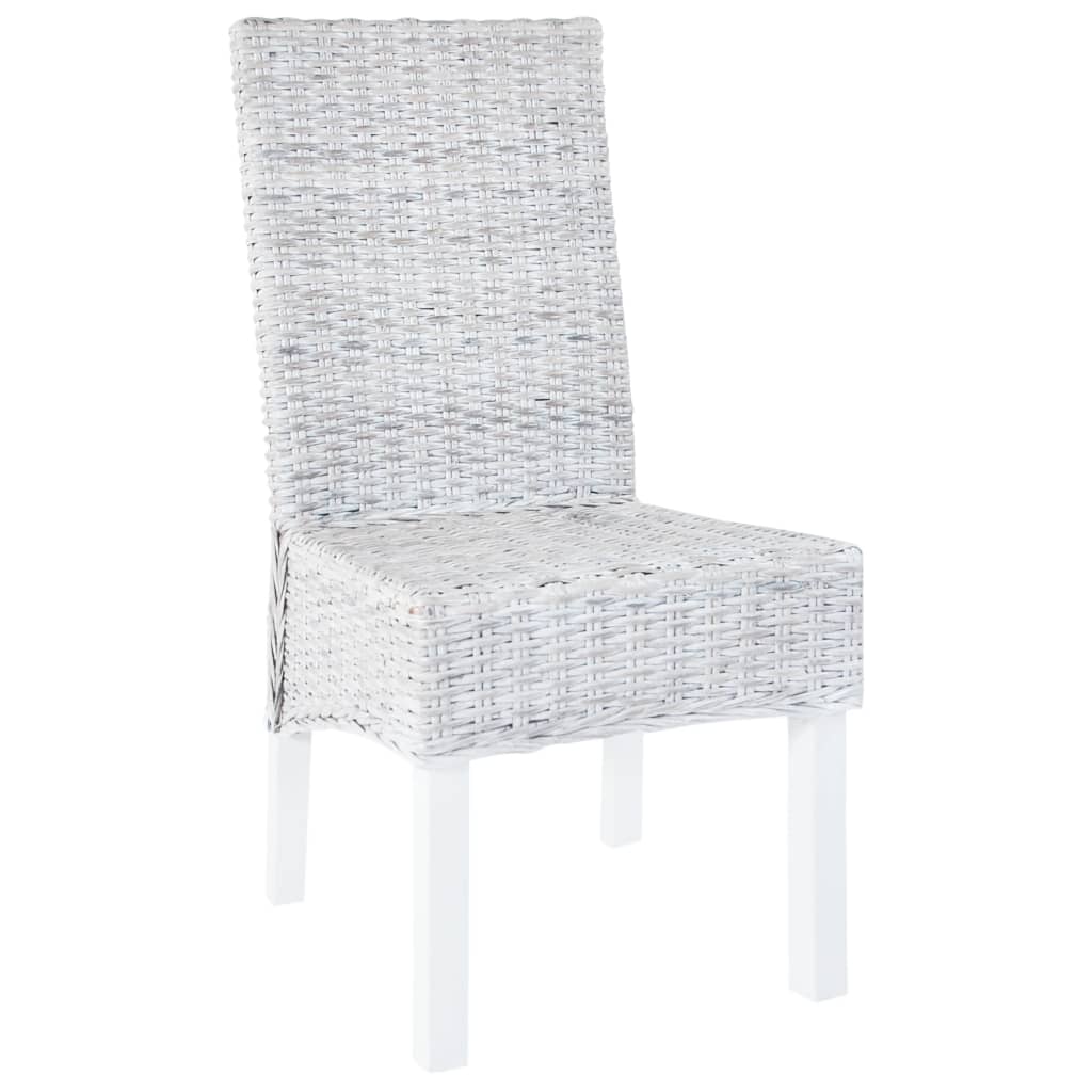 Sillas de comedor 6 uds ratán Kubu y madera mango marrón claro