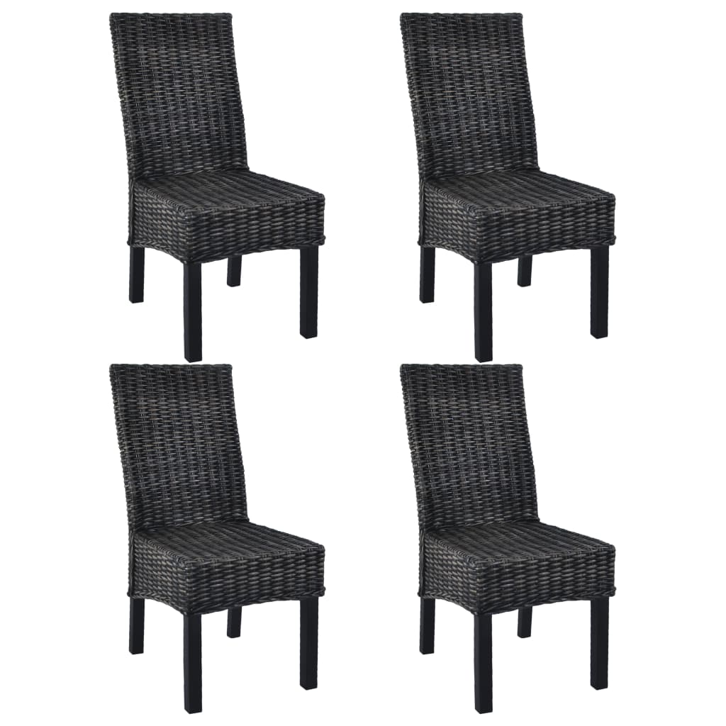 Sillas de comedor 4 uds ratán Kubu y madera mango blanco
