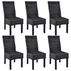 Sillas de comedor 6 uds ratán Kubu y madera mango marrón claro