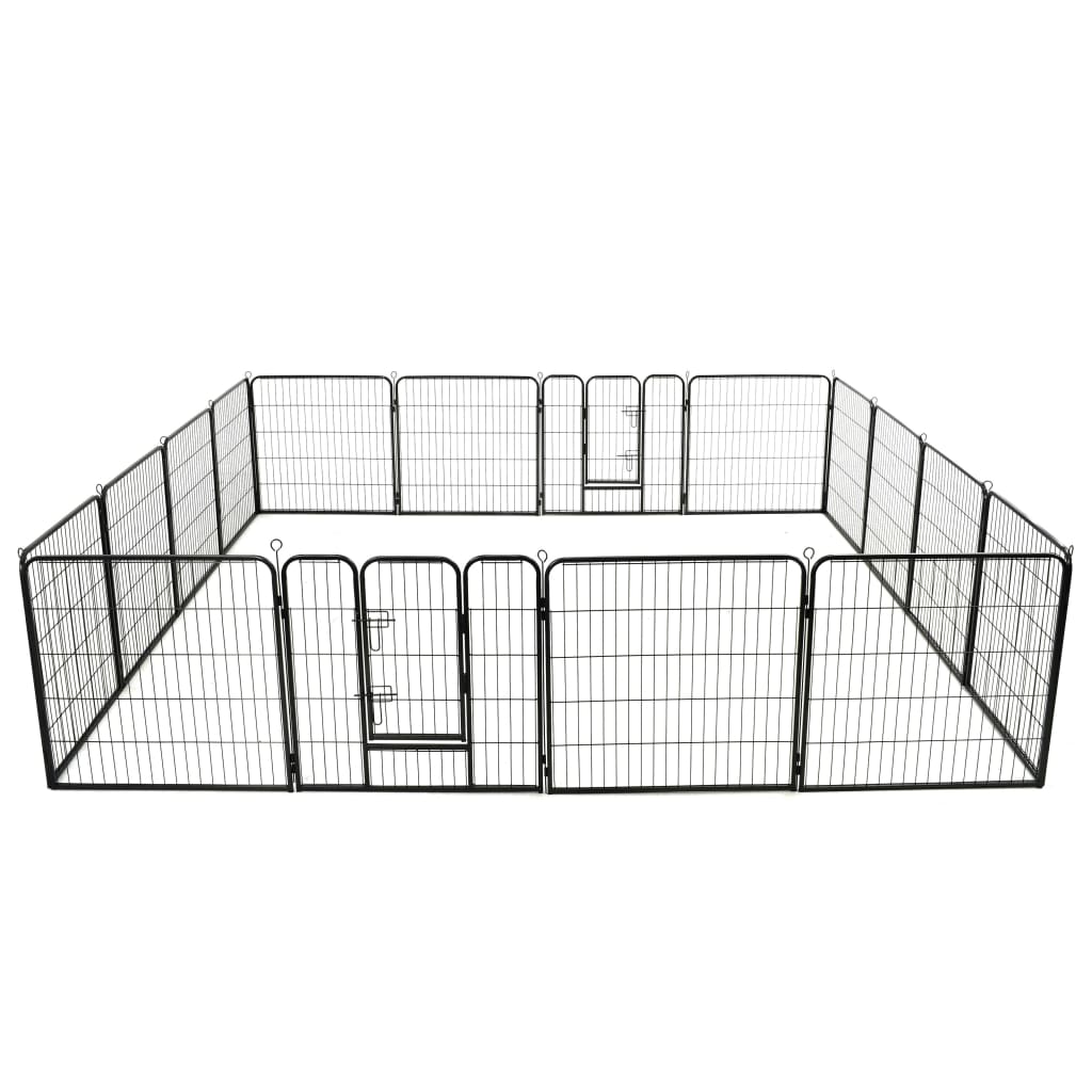 12-panel black steel dog playpen 80x60 cm