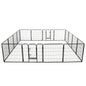 Corral para perros 12 paneles de acero 80x60 cm negro