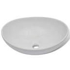 Lavabo de baño con grifo mezclador cerámica ovalado blanco