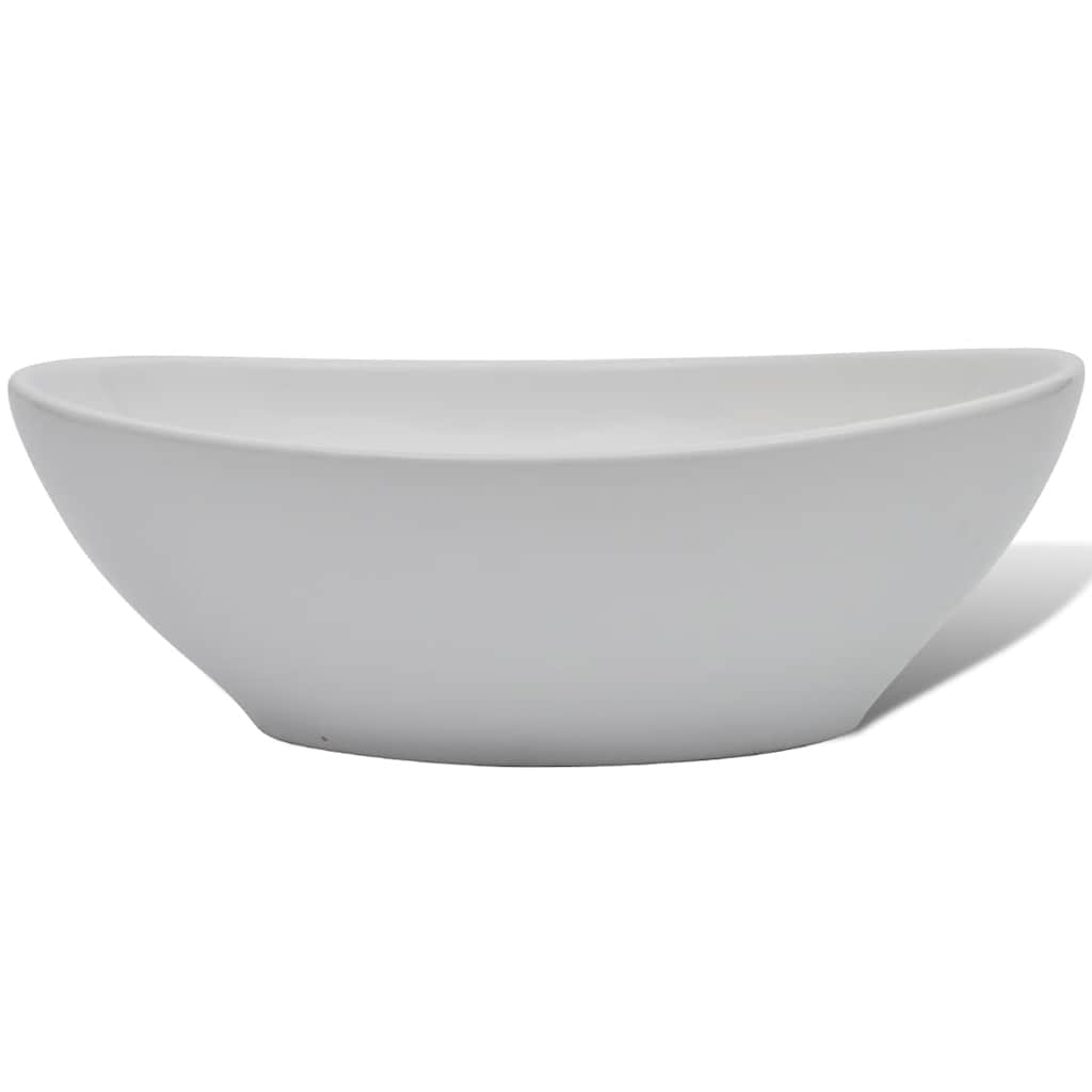 Lavabo de baño con grifo mezclador cerámica ovalado blanco
