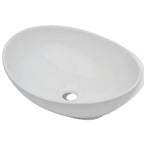 Lavabo de baño con grifo mezclador cerámica ovalado blanco