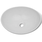 Lavabo de baño con grifo mezclador cerámica ovalado blanco