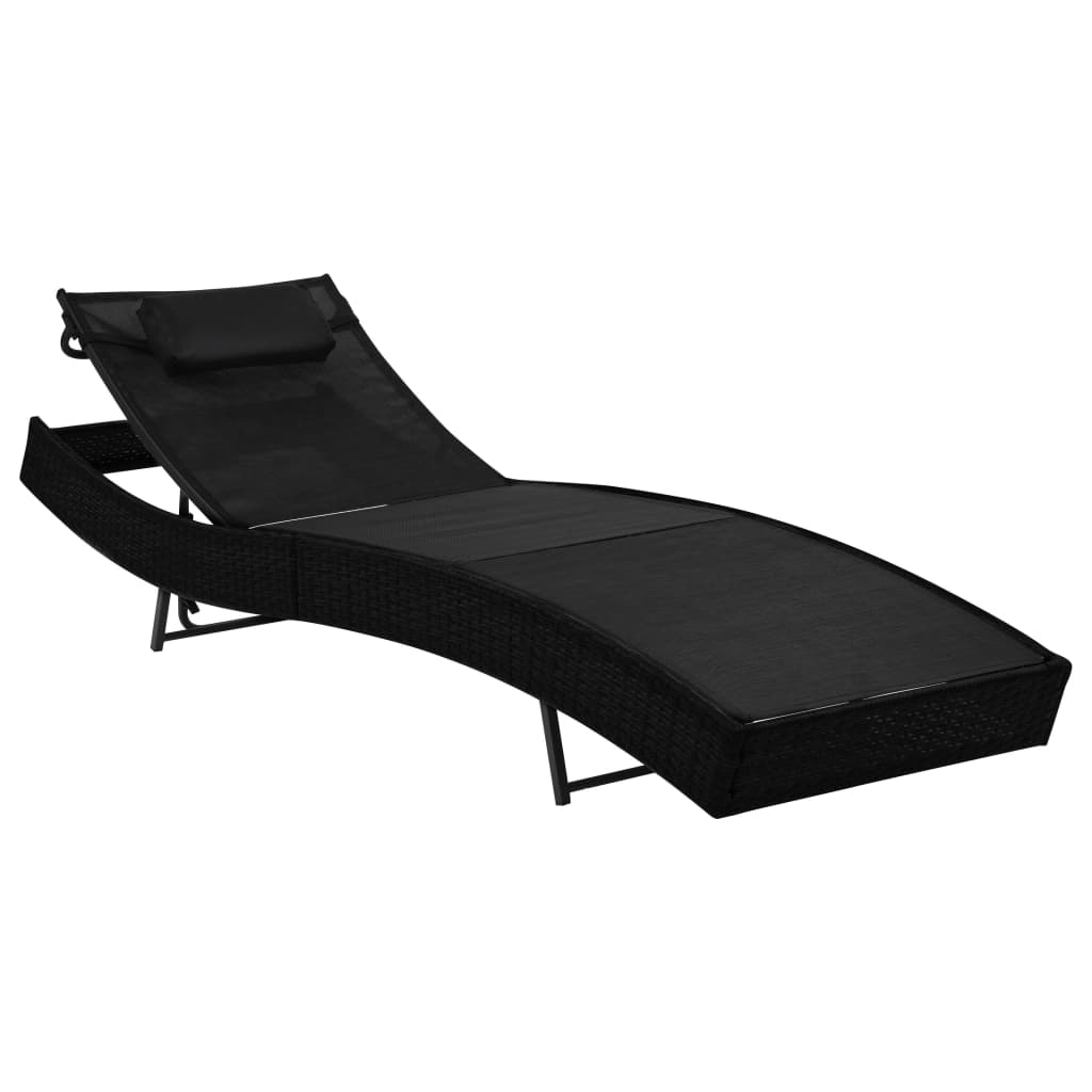 Brown PE Rattan Sunlounger with Cushion