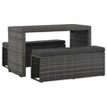 Set de comedor de jardín 3 pzs y cojines ratán sintético gris