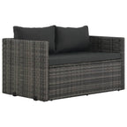 Set de comedor de jardín 3 pzs y cojines ratán sintético gris