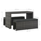 Set de comedor de jardín 3 pzs y cojines ratán sintético gris