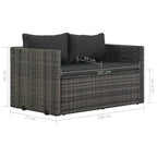 Set de comedor de jardín 3 pzs y cojines ratán sintético gris