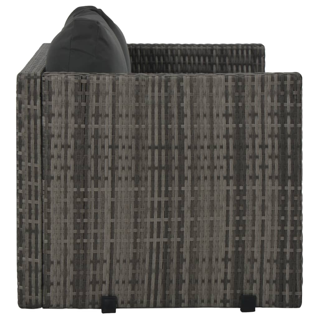 Set de comedor de jardín 3 pzs y cojines ratán sintético gris