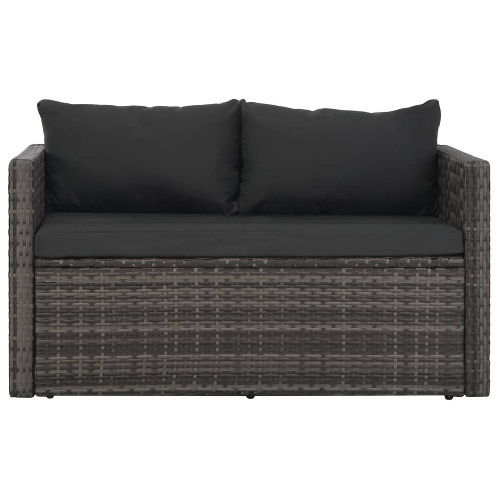 Set de comedor de jardín 3 pzs y cojines ratán sintético gris